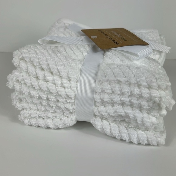 Ecoexistence 4 pc Bath Wash Cloths White Zero Twst Loops Cotton OEKO TEX NEW - Picture 6 of 9